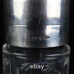 Sterling Silver Mounted Cut Glass Scent Bottle Antique 1907 England Gold Wash 5