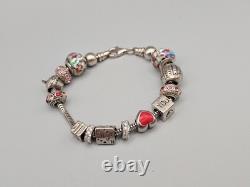 Sterling Silver Murano Glass Charm Bracelet