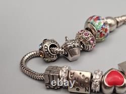 Sterling Silver Murano Glass Charm Bracelet