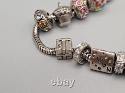 Sterling Silver Murano Glass Charm Bracelet