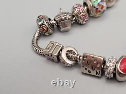 Sterling Silver Murano Glass Charm Bracelet