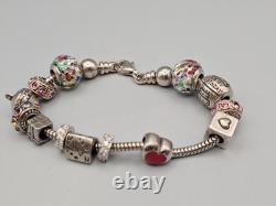 Sterling Silver Murano Glass Charm Bracelet
