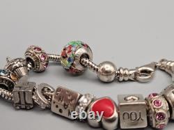 Sterling Silver Murano Glass Charm Bracelet