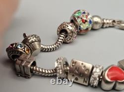 Sterling Silver Murano Glass Charm Bracelet