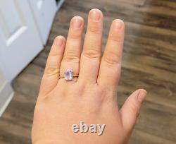 Sterling Silver Neodymium Glass Ring Emerald Cut Solitaire Alexandrite Glass