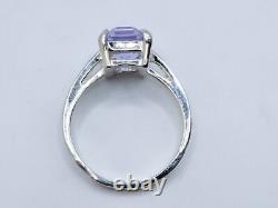 Sterling Silver Neodymium Glass Ring Emerald Cut Solitaire Alexandrite Glass