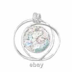 Sterling Silver Open Wire Design Ancient Roman Glass Pendant