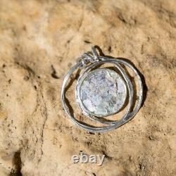 Sterling Silver Open Wire Design Ancient Roman Glass Pendant