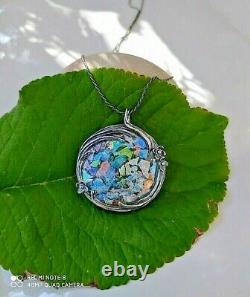 Sterling Silver Original Ancient Roman Glass Pendant Necklace Art of Holy Land