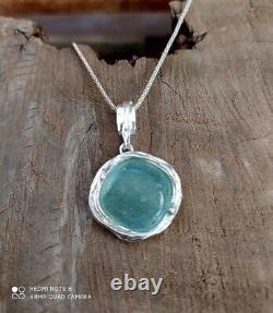 Sterling Silver Original Ancient Roman Glass Pendant Necklace Hand Made Art