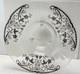 Sterling Silver Overlay Glass Bowl 925 Scroll Floral 12 X 5 3 Feet Vintage