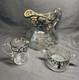 Sterling Silver Overlay Glass Pitcher With Sugar Bowl & Creamer Pitcher