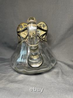 Sterling Silver Overlay Glass Pitcher with Sugar Bowl & Creamer Pitcher