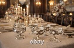 Sterling Silver Overlay Lattice Compote Bowls Set Of 6