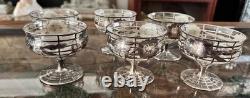Sterling Silver Overlay Lattice Compote Bowls Set Of 6
