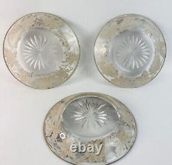 Sterling Silver Overlay On Vintage Glass Plates