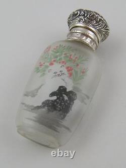 Sterling Silver & Painted Glass Vinaigrette Bottle