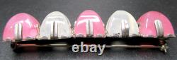 Sterling Silver Pink & White High Dome Glass Gum Drops Vintage Pin Brooch