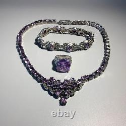 Sterling Silver & Purple Glass Stone Parure