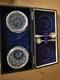 Sterling Silver Rimmed Cut Glass Salt Cells With Spoons And Case