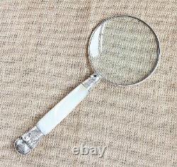 Sterling Silver Rimmed Mother Of Pearl Magnifying Glass Sheffield 1859