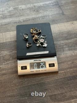 Sterling Silver Ring Lot + Walnut & Glass Tray with Lid READ