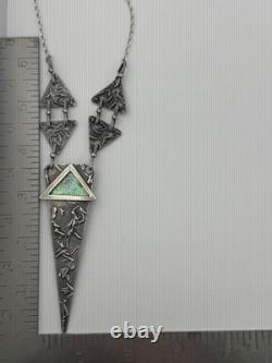 Sterling Silver Roman Glass Modernist Necklace Geometric Triangle Necklace