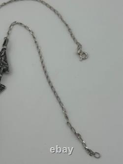 Sterling Silver Roman Glass Modernist Necklace Geometric Triangle Necklace