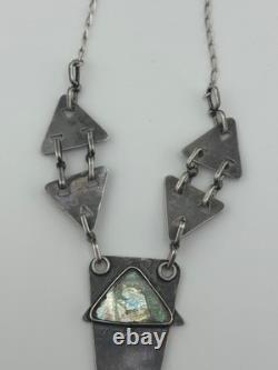 Sterling Silver Roman Glass Modernist Necklace Geometric Triangle Necklace