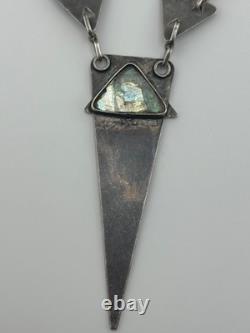 Sterling Silver Roman Glass Modernist Necklace Geometric Triangle Necklace