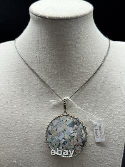 Sterling Silver Roman Glass Pendant Necklace PZ Israel Round Vintage Style