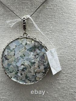 Sterling Silver Roman Glass Pendant Necklace PZ Israel Round Vintage Style