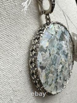 Sterling Silver Roman Glass Pendant Necklace PZ Israel Round Vintage Style