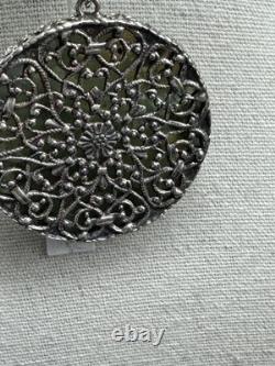 Sterling Silver Roman Glass Pendant Necklace PZ Israel Round Vintage Style