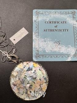 Sterling Silver Roman Glass Pendant Necklace PZ Israel Round Vintage Style