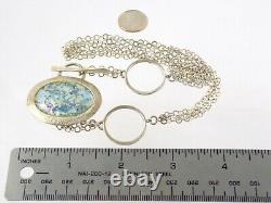 Sterling Silver Roman Glass Pendant Necklace Toggle Clasp Multi Chain 925 21.7G