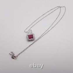 Sterling Silver Ruby Glass Composite Pendant with 925 Silver Chain (Appraised)