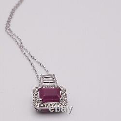 Sterling Silver Ruby Glass Composite Pendant with 925 Silver Chain (Appraised)