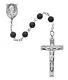 Sterling Silver Sacred Heart Black Glass Beaded Prayer Bead Rosary For Men