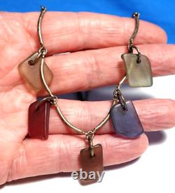 Sterling Silver Sea Glass Necklace 17 Inches Vintage 14 Grams