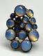 Sterling Silver Signed Faceted Opalite Opaline Glass Ring Size 8