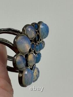 Sterling Silver Signed Faceted Opalite Opaline Glass Ring Size 8