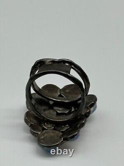 Sterling Silver Signed Faceted Opalite Opaline Glass Ring Size 8
