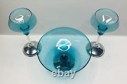 Sterling Silver Teal Blue Mid Century Art Glass Duchin Creations
