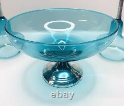 Sterling Silver Teal Blue Mid Century Art Glass Duchin Creations