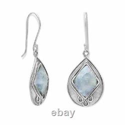 Sterling Silver Textured Pear Ancient Roman Glass Earrings
