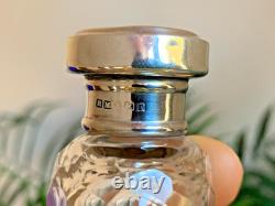 Sterling Silver Topped Cut Glass Perfume Scent Bottle Birmingham H. Matthews 1916