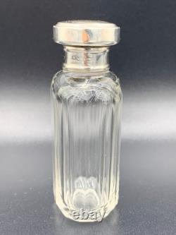 Sterling Silver Topped Cut Glass Perfume Scent Bottle Birmingham H. Matthews 1916