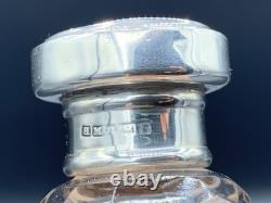 Sterling Silver Topped Cut Glass Perfume Scent Bottle Birmingham H. Matthews 1916
