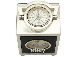 Sterling Silver Travelling Clock/Compass Antique Victorian Height 8.8cm